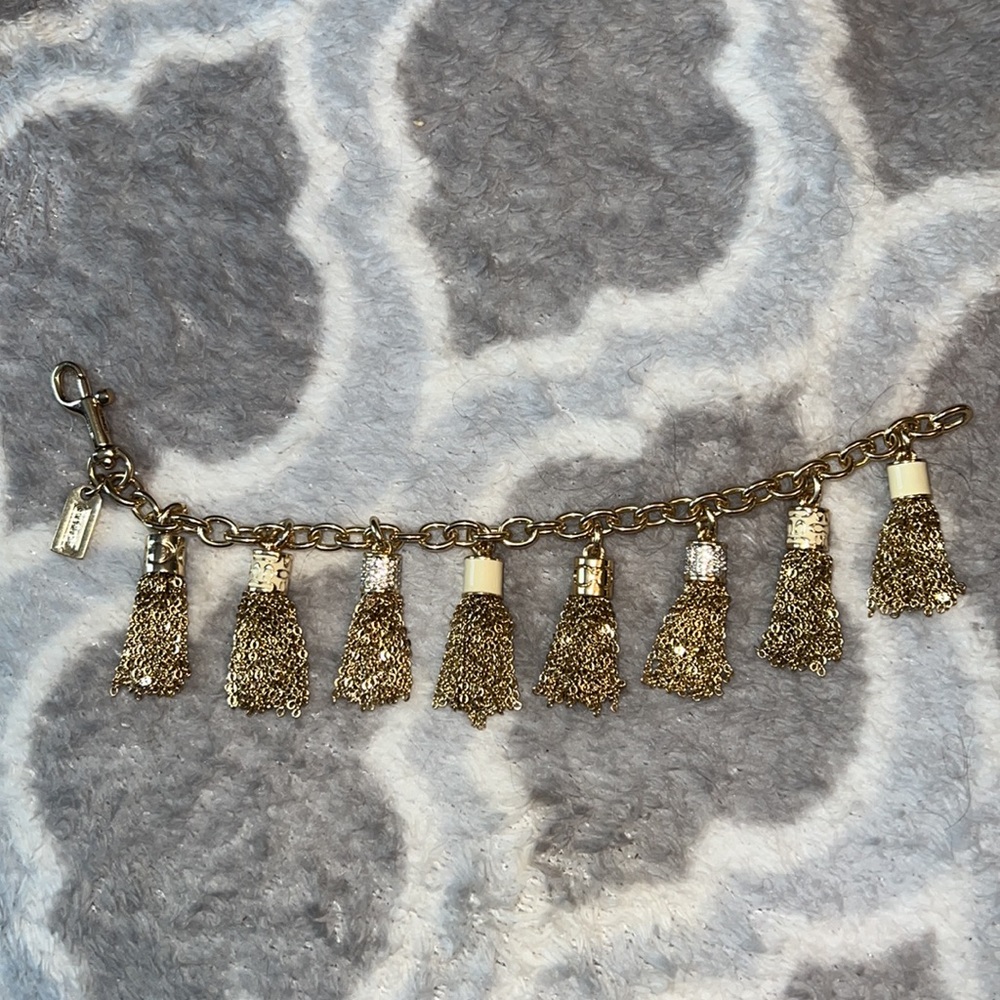 Coach gold and crystal tassel charm bracelet - Picture 2 of 6